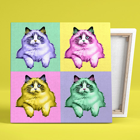 Nous allons réaliser un sublime tableau pop art de votre chat